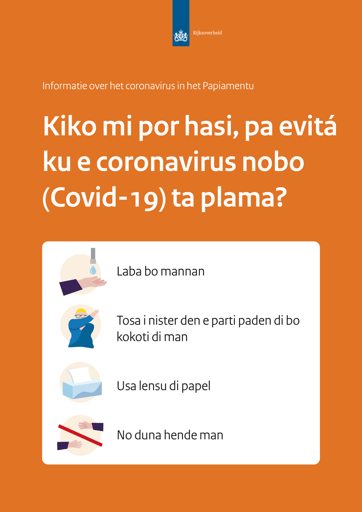 flyer Corona papiamentu Rijksoverheid Ocan Caribisch