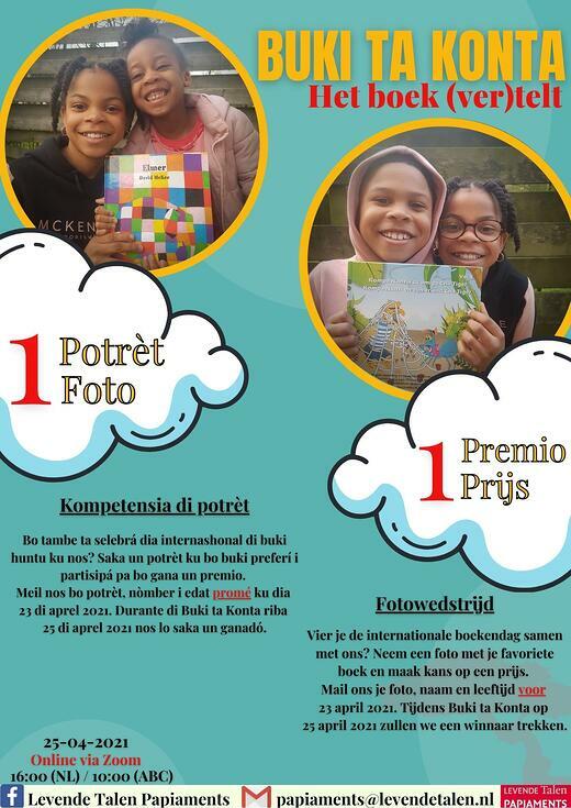 Uitnodiging Buki ta Konta Levende Talen Papiaments flyer fotowedstrijd