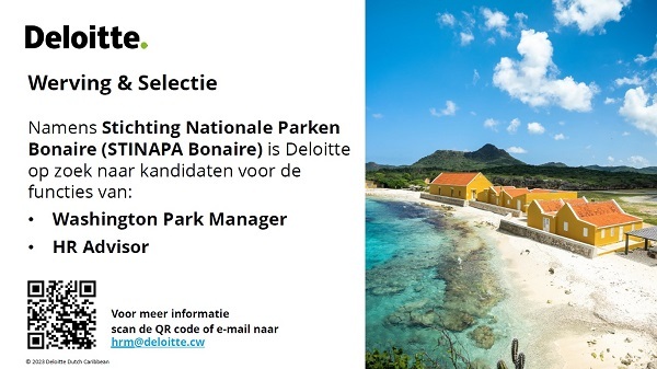 Deloitte Dutch Caribbean vacature Washington park manager HR Stinapa Ocan caribisch Bonaire